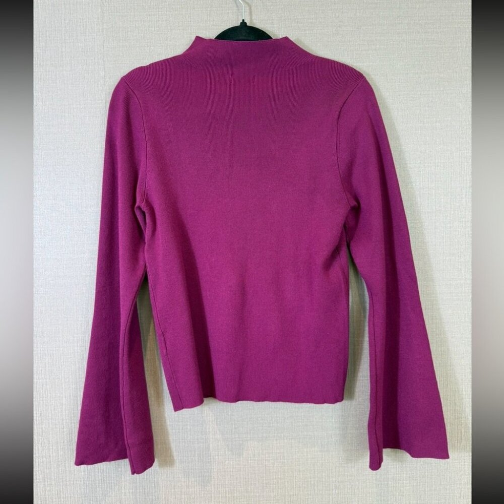 Maeve Anthropologie The Arlowe Bell-Sleeve Sweater Plum - Picture 3 of 7